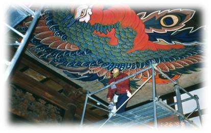 長野県小布施町岩松院　当研究所で天井絵の調査を行いました。